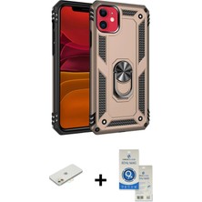 Cepte Toptan iPhone 11 Ahenk Klasik Koleksiyonu - Şeffaf Royal Nano Ekran Koruyucu + Turuncu Renkli Kamera Lens Koruma Cam