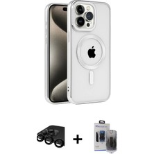 Cepte Toptan iPhone 15 Pro Max Eksen Form Koleksiyonu - Siyah Vanessa Magic Hayalet Cam + Siyah Raze Metal Kamera Lens