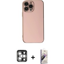 Cepte Toptan iPhone 15 Pro Max Yankı Serisi - Siyah Bilvis 3D Mat Cam Ekran Koruyucu + Gümüş Pvd Metal Kamera Lens