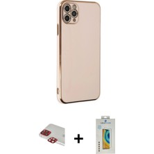 Cepte Toptan iPhone 11 Pro Max Yankı Serisi - Siyah Polymer Nano Ekran Koruyucu + Kırmızı Pers Alüminyum Kamera Lens