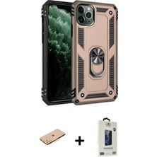 Cepte Toptan iPhone 11 Pro Max Ahenk Klasik Koleksiyonu - Siyah Bilvis Hayalet Cam Ekran Koruyucu + Turuncu Renkli Kamera Lens Koruma Cam