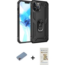 Cepte Toptan iPhone 12 Pro Max Ahenk Klasik Koleksiyonu - Siyah Mat Seramik Nano Ekran Koruyucu + Pembe Shine Kamera Lens Koruma Cam