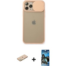 Cepte Toptan iPhone 11 Pro Vadi Çizgi - Siyah 34D Izgaralı Cam + Yeşil Renkli Kamera Lens Koruma Cam