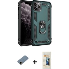 Cepte Toptan iPhone 11 Pro Max Ahenk Klasik Koleksiyonu - Siyah 6d Mat Seramik Hayalet Nano Ekran Koruyucu + Gold Shine Kamera Lens Koruma Cam
