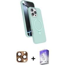 Cepte Toptan iPhone 16 Pro Max Iz Işık Koleksiyonu - Siyah Bilvis 5in1 3D Magic Cam Ekran Koruyucu + Çöl Titanyum Pers Alüminyum Kamera Lens