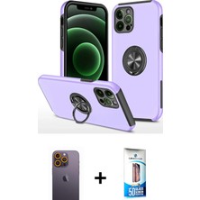 Cepte Toptan iPhone 12 Pro Max Odak Form Prime - Siyah 5d Eko Cam Ekran Koruyucu + Sarı Neon Fosforlu Kamera Lens
