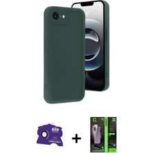 Cepte Toptan iPhone 16E Yankı Yansıma Özel Seri - Şeffaf 360 Full Body Arka Koruyucu + Siyah Bilvis Titan Kamera Lens