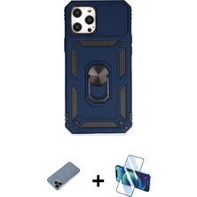 Cepte Toptan iPhone 12 Pro Max Ahenk Klasik - Siyah 3D Antistatik Seramik Nano Ekran Koruyucu + Siyah Shine Kamera Lens Koruma Cam