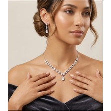 Esu Accessory Markiz Tasarım Zirkon Taşlı Özel Gün ve Davet Takı Seti