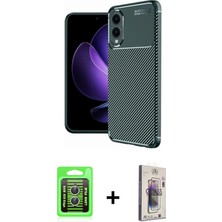 Cepte Toptan Galaxy S25 Edge Eksen Form Prime - Siyah Bilvis 3D Cam Ekran Koruyucu + Gümüş Raze Metal Kamera Lens