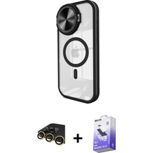 Cepte Toptan iPhone 14 Pro Max Kıvılcım Modern Koleksiyonu - Siyah Bilvis 5in1 5d Magic Hayalet Cam Ekran Koruyucu + Gold Raze Metal Kamera Lens