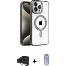 Cepte Toptan iPhone 15 Pro Max Eksen Form Koleksiyonu - Siyah Joko Magic 5d Cam + Titanyum Gri Raze Metal Kamera Lens