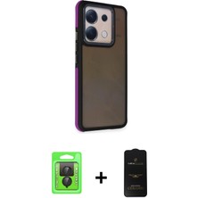 Cepte Toptan Redmi Note 13 Pro 4g Eksen Işık - Siyah 6d Antistatik Mat Seramik Hayalet Nano Ekran Koruyucu + Siyah Raze Metal Kamera Lens