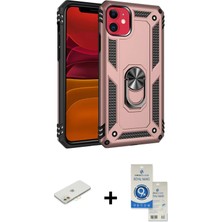 Cepte Toptan iPhone 11 Ahenk Klasik Koleksiyonu - Şeffaf Royal Nano Ekran Koruyucu + Turuncu Renkli Kamera Lens Koruma Cam