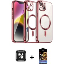 Cepte Toptan iPhone 15 Nova Işık Özel Seri - Siyah Buffer Hayalet Cam Ekran Koruyucu + Yeşil Pvd Metal Kamera Lens