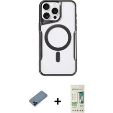 Cepte Toptan iPhone 11 Pro Max Yadigar Klasik Özel Seri - Siyah 20D Premium Cam Ekran Koruyucu + Mavi Metal Kamera Lens Koruma Cam