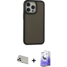 Cepte Toptan iPhone 13 Pro Max Eksen Işık - Siyah Bilvis 5in1 5d Magic Hayalet Cam Ekran Koruyucu + Beyaz Rainbow Kamera Lens Koruma Cam