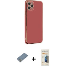 Cepte Toptan iPhone 11 Pro Max Yankı Serisi - Siyah 6d Mat Seramik Hayalet Nano Ekran Koruyucu + Açık Yeşil Metal Kamera Lens Koruma Cam