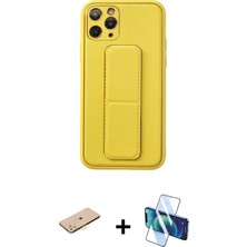 Cepte Toptan iPhone 11 Pro Akış Doku - Siyah 3D Antistatik Seramik Nano Ekran Koruyucu + Pembe Renkli Kamera Lens Koruma Cam