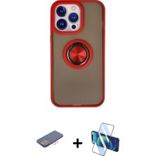 Cepte Toptan iPhone 13 Pro Max Yörünge Çizgi - Siyah 3D Antistatik Cam Ekran Koruyucu + Pembe Renkli Kamera Lens Koruma Cam