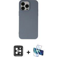 Cepte Toptan iPhone 15 Pro Max Ahenk Serisi - Siyah 3D Antistatik Seramik Nano Ekran Koruyucu + Siyah Pvd Metal Kamera Lens