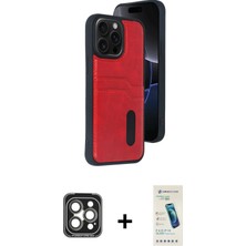 Cepte Toptan iPhone 15 Pro Max Yörünge Işık Serisi - Şeffaf Pasifik Cam Ekran Koruyucu + Gri Pvd Metal Kamera Lens