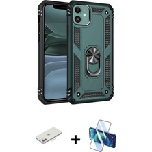 Cepte Toptan iPhone 11 Ahenk Klasik Koleksiyonu - Siyah 3D Antistatik Cam Ekran Koruyucu + Pembe Renkli Kamera Lens Koruma Cam