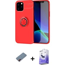 Cepte Toptan iPhone 12 Yankı Form Prime - Siyah Bilvis 5in1 5d Magic Hayalet Cam Ekran Koruyucu + Kırmızı Metal Kamera Lens Koruma Cam