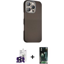 Cepte Toptan iPhone 16 Pro Max Kozmos Klasik Prime - Siyah 360 Mat Full Body Arka Koruyucu + Siyah Bilvis Titan Kamera Lens