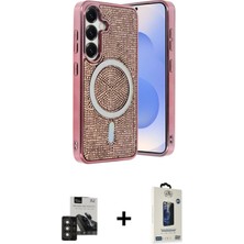 Cepte Toptan Galaxy S24 Eksen Çizgi - Siyah Bilvis Hayalet Cam Ekran Koruyucu + Titan Gri Pvd Metal Kamera Lens