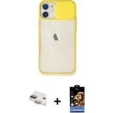 Cepte Toptan iPhone 11 Vadi Çizgi - Siyah Buffer Hayalet Cam Ekran Koruyucu + Gold Pers Alüminyum Kamera Lens