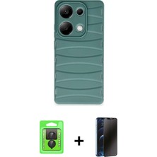 Cepte Toptan Redmi Note 13 Pro 4g Doruk Form Serisi - Siyah 3D Antistatik Hayalet Cam Ekran Koruyucu + Siyah Raze Metal Kamera Lens