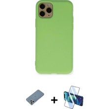 Cepte Toptan iPhone 11 Pro Ahenk Serisi - Siyah 3D Antistatik Seramik Nano Ekran Koruyucu + Gümüş Shine Kamera Lens Koruma Cam