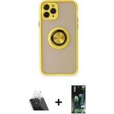 Cepte Toptan iPhone 11 Pro Max Yörünge Çizgi - Siyah 360 Mat Full Body Arka Koruyucu + Şeffaf Kamera Lens Koruma Cam