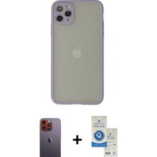 Cepte Toptan iPhone 12 Pro Max Ahenk Çizgi Serisi - Şeffaf Royal Nano Ekran Koruyucu + Turuncu Neon Fosforlu Kamera Lens