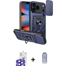 Cepte Toptan iPhone 17 Pro Max Ahenk Klasik - Siyah Joko Magic 5d Cam + Lacivert Bilvis Titan Kamera Lens