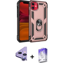 Cepte Toptan iPhone 11 Ahenk Klasik Koleksiyonu - Siyah Bilvis 5in1 3D Magic Cam Ekran Koruyucu + Mor Raze Metal Kamera Lens
