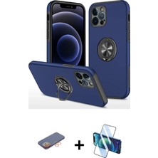 Cepte Toptan iPhone 12 Pro Max Odak Form Prime - Siyah 3D Antistatik Seramik Nano Ekran Koruyucu + Turuncu Renkli Kamera Lens Koruma Cam