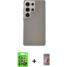 Cepte Toptan Galaxy S24 Ultra Eksen Prime - Siyah Autokit 5in1 Fiber Hayalet Polymer Nano Ekran Koruyucu + Gri Raze Metal Kamera Lens