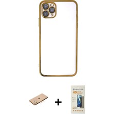 Cepte Toptan iPhone 11 Pro Vadi Minimal - Siyah 6d Mat Seramik Hayalet Nano Ekran Koruyucu + Turuncu Renkli Kamera Lens Koruma Cam