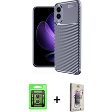 Cepte Toptan Galaxy S25 Edge Eksen Form Prime - Siyah Bilvis 3D Cam Ekran Koruyucu + Gümüş Raze Metal Kamera Lens