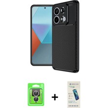 Cepte Toptan Redmi Note 13 Pro 4g Eksen Form Prime - Şeffaf Pasifik Cam Ekran Koruyucu + Gümüş Raze Metal Kamera Lens