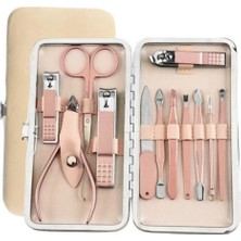 ERHCE Manikür Seti Çantalı Paslanmaz Çelik Manikür & Pedikür Seti 12 Parça