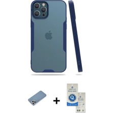 Cepte Toptan iPhone 12 Pro Max Atlas Asil Serisi - Şeffaf Royal Nano Ekran Koruyucu + Gümüş Shine Kamera Lens Koruma Cam