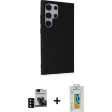 Cepte Toptan Galaxy S24 Ultra Akış Asil Koleksiyonu - Siyah Polymer Nano Ekran Koruyucu + Siyah Pvd Metal Kamera Lens