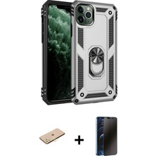 Cepte Toptan iPhone 11 Pro Ahenk Klasik Koleksiyonu - Siyah 3D Antistatik Hayalet Cam Ekran Koruyucu + Pembe Renkli Kamera Lens Koruma Cam