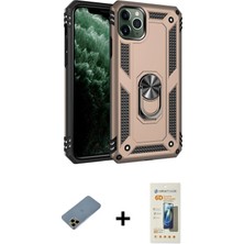 Cepte Toptan iPhone 11 Pro Max Ahenk Klasik Koleksiyonu - Siyah 6d Mat Seramik Hayalet Nano Ekran Koruyucu + Gold Shine Kamera Lens Koruma Cam