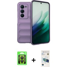 Cepte Toptan Redmi 15 4g Atlas Koleksiyonu - Siyah 3D Antistatik Cam Ekran Koruyucu + Siyah Raze Metal Kamera Lens