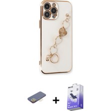 Cepte Toptan iPhone 13 Pro Max Nova Işık Prime - Siyah Bilvis 5in1 5d Magic Hayalet Cam Ekran Koruyucu + Sarı Renkli Kamera Lens Koruma Cam