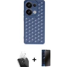 Cepte Toptan Redmi Note 13 Pro 5g Zirve Form - Siyah 3D Antistatik Hayalet Cam Ekran Koruyucu + Şeffaf Kamera Lens Koruma Cam